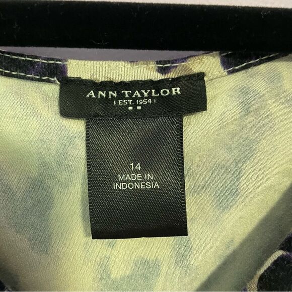 Ann Taylor Midi Dress Soft Stretch Jersey Knit Purple Leopard Print Cowl Size 14 - Picture 3 of 8